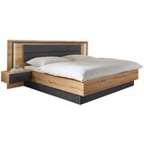 Hom`in POSTELJNA GARNITURA 180 cm x 200 cm , tekstil, leseni material siva, hrast artisan | Shoptok.si