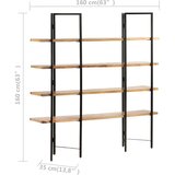 Police za knjige s 4 razine 160x35x160 cm masivno drvo manga | shoptok.hr