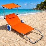  Sklopiva ležaljka za plažu s kotačima i sjenicom - narančasta | Shoptok.si