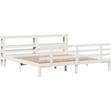 vidaXL Posteljni okvir z vzglavjem bel 180x200 cm borovina, (21311209) | Shoptok.si