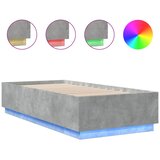  Okvir kreveta s LED svjetlima boja betona 90 x 200 cm drveni | shoptok.hr