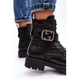 Boto Gennee Leather Black Workery Boots with Chain | ePonuda.com