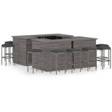 The Living Store Vrtna barska garnitura z blazinami 16-delna poli ratan siva - Vrtna Barska Garnitura, (21460507) | Shoptok.si