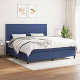  Box spring postelja z vzmetnico moder 200x200 cm blago, (20851644) | Shoptok.si