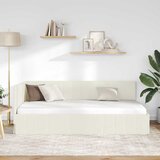 Kutni okvir kreveta s uzglavljem Krema 100 cm x 200 cm Baršun | shoptok.hr
