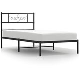  Metalni okvir za krevet s uzglavljem crni 100x200 cm | shoptok.hr
