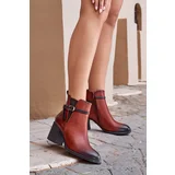 PE2 Women's Heeled Ankle Boots with Insulation and Strap Brown Zinithia