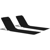  Zložljive podloge za na plažo 2 kosa jeklo in blago črne, (20660412) | Shoptok.si