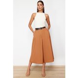 Trendyol Brown Belted Skirt Look Woven Trousers Cene