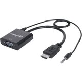 Manhattan HDMI / Utičnica / VGA Adapter [1x Muški konektor HDMI - 1x Ženski konektor VGA, Priključna doza za 3,5 mm banana utikač] Crna Ma Cijene