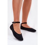 Boto Eco Suede Ballet Flats With Strap And Buckle Black Deomira | ePonuda.com