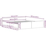  Posteljni okvir brez vzmetnice črn hrast 180x200 cm inženirski les, (5000022755) | Shoptok.si