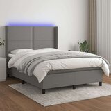  Box spring postelja z vzmetnico LED temno siva 140x190 cm blago, (20726238) Cene