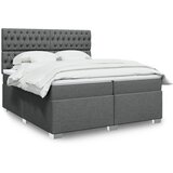 vidaXL Box spring postelja z vzmetnico temno siva 200x200 cm blago Cene
