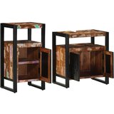 vidaXL Set namještaja za kupaonicu 2 pcs Smeđa masivno obnovljeno drvo | shoptok.hr
