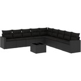  10-dijelni set vrtnih sofa s jastucima crni od poliratana Crna 65.5 x 62 x 69 cm | Shoptok.si