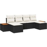  Set od 6 vrtnih kauča s jastučićem crno poli ratan akacija | shoptok.hr