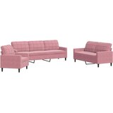  3-dijelni set sofa s jastucima ružičasti baršunasti | shoptok.hr