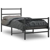 Maison Chic Kovinski Posteljni okvir - Enojna postelja - Postelja za odrasle z vzglavjem in vznožjem črn 90x200 cm, (21696947) | Shoptok.si