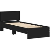  The Living Store Posteljni okvir z vzglavjem črn 90x190 cm inženirski les - Posteljni Okvir, (21502779) | Shoptok.si