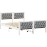 vidaXL Konstrukcija postelje z vzglavjem Svetlo siva 140 x 190 cm, (5000084639) | Shoptok.si