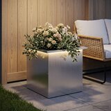  Vrtna posuda za sadnju s LED svjetlom Srebrna 40 x 40 x 40 cm | shoptok.hr