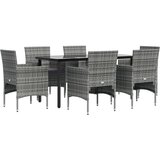  7-dijelni vrtni blagovaonski set s jastucima sivo-crni | shoptok.hr