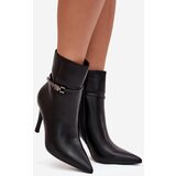 Boto Women's ankle boots on heel with strap and silver element heated black Bellisse | Shoptok.si