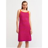 Dilvin 90115 Thick Textured Knitwear Dress-raspberry cene