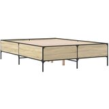 vidaXL Posteljni okvir sonoma hrast 160x200 cm inž. les in kovina, (21111826) | Shoptok.si