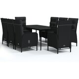  9-dijelni vrtni blagovaonski set s jastucima crni | shoptok.hr