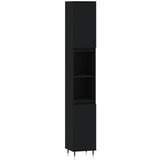Maison Chic Kopalniška omarica - Kopalniški kabinet črna 30x30x190 cm inženirski les, (21794995) | Shoptok.si