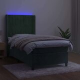 vidaXL Box spring postelja z vzmetnico LED tem. zelena 80x200 cm žamet, (20937774) | Shoptok.si