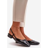 Boto Glossy Ballerinas On Low Heel With Open Heel Black Kairael | ePonuda.com