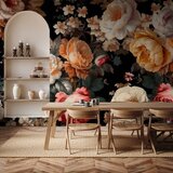  Foto tapeta - Colourful flowers on a black background 100x70 | shoptok.hr