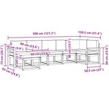  Set vanjskih sofa 7 kom. Bijela i bež Poliester Smeđa 308 x 130,5 x 73 cm | shoptok.hr