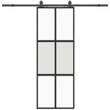 vidaXL drsna vrata z opremo črna 76x205 cm kaljeno steklo, (21749557) | Shoptok.si