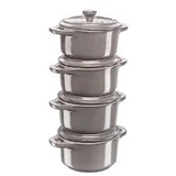 Mini Cocotte Set 4-tlg. rund, Keramik, antik-grau