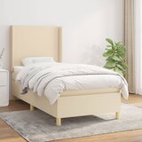 vidaXL Box spring postelja z vzmetnico krem 90x200 cm blago Cene
