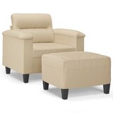vidaXL Fotelja s tabureom krem 60 cm od mikrovlakana | shoptok.hr