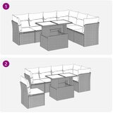  7-dijelni set vrtnih sofa poliratan i bagrem s jastucima smeđi | shoptok.hr
