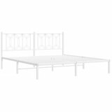  Metalni okvir za krevet s uzglavljem bijeli 183x213 cm | shoptok.hr