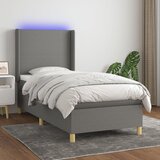 The Living Store Box spring postelja z vzmetnico LED temno siva 90x190 cm blago - Box Spring Postelja, (21515708) Cene