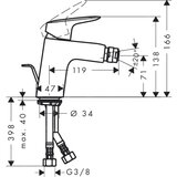 Hansgrohe logis 70 baterija (slavina) za bide sa odlivnim ventilom sifona pop-up 71204000 | ePonuda.com
