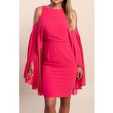 Fenzy Midi Obleka Z Izrezom Na Ramenih, Roza | Shoptok.si