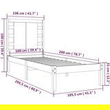  Za krevet od masivne borovine crni 100 x 200 cm | shoptok.hr