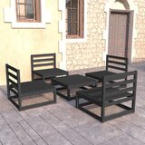 vidaXL 5-dijelna vrtna garnitura od masivne borovine crna | shoptok.hr