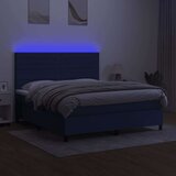 vidaXL Krevet box spring s madracem LED plavi 160x200 cm od tkanine | shoptok.hr
