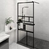 The Living Store pregrada za tuš s polico črna 100x195 cm esg steklo in aluminij - stena za tuš, (21751456) | Shoptok.si