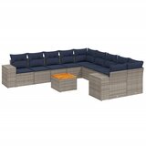 vidaXL 11-dijelni vrtni set s jastucima sivi poliratan - Siva 2x sofa + 6x middle + table + 2x corner 1 | shoptok.hr